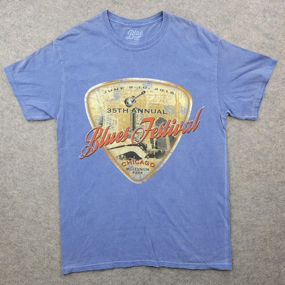 Chicago Blues Festival Shirt Mens Medium Blue 35th Annual 2018 Graphic Tee Music
